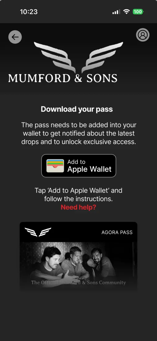Pass download screen