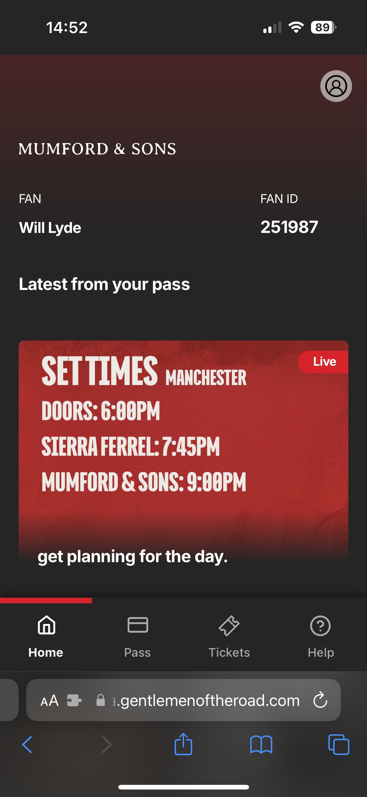 Mumford & Sons set times module
