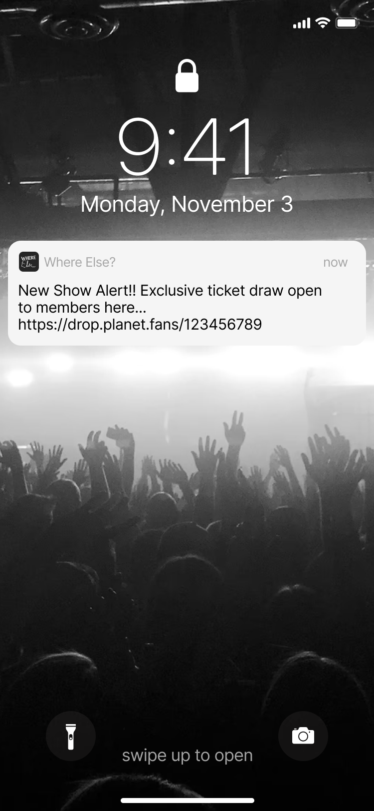 Venue pass push notification